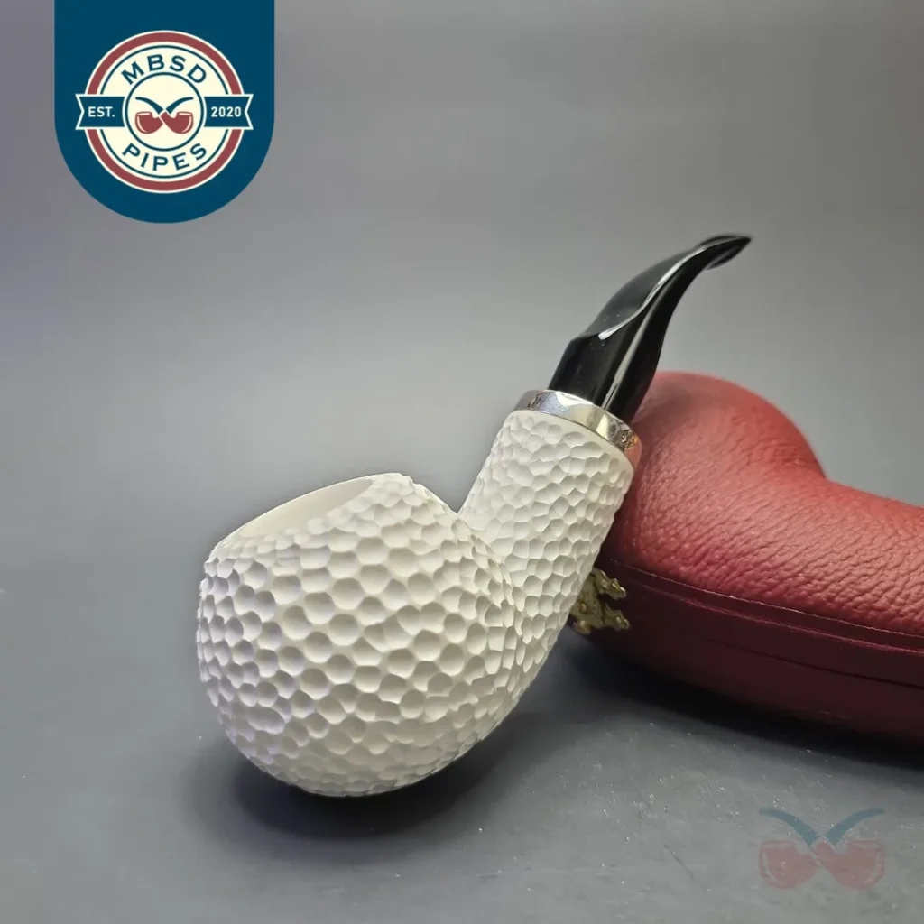 MBSD Meerschaum Silver "Golf Ball" Rusticated Reverse Calabash Apple (New)