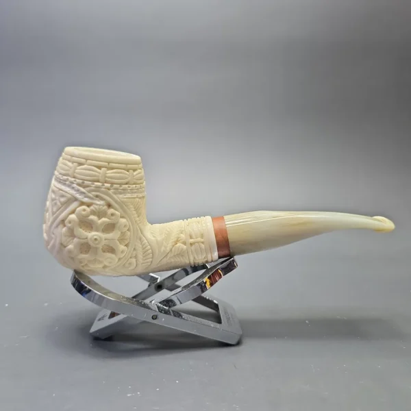 MBSD Meerschaum Deluxe Floral Carved Brandy with Briar-Mortise (New) - Image 3