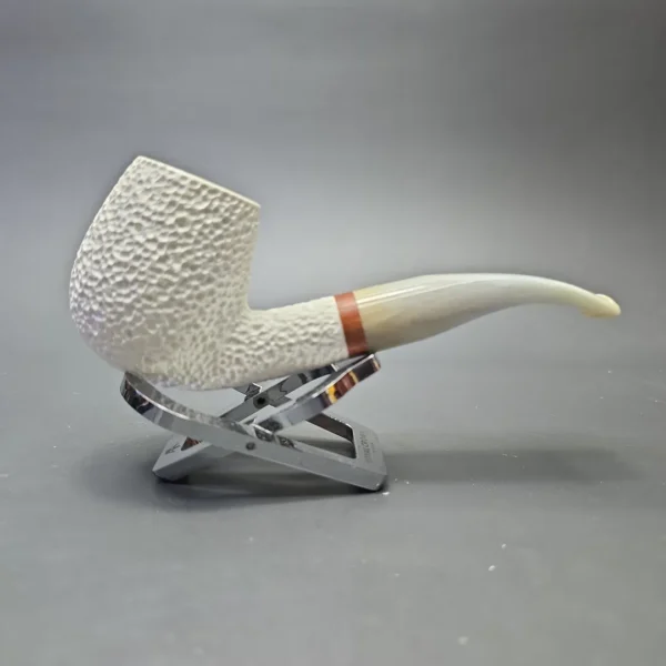 MBSD Meerschaum Deluxe Rusticated Bent Billiard with Briar-Mortise (New) - Image 3