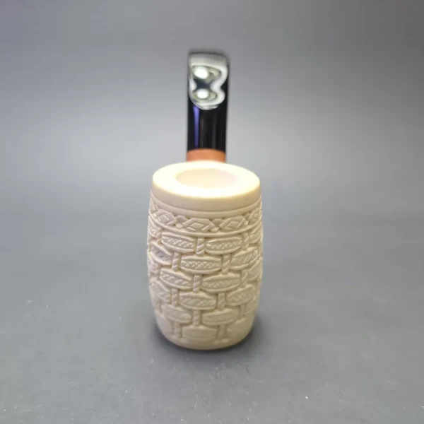 MBSD Meerschaum Deluxe Brick Carved Cherrywood with Briar-Mortise (New) - Image 4