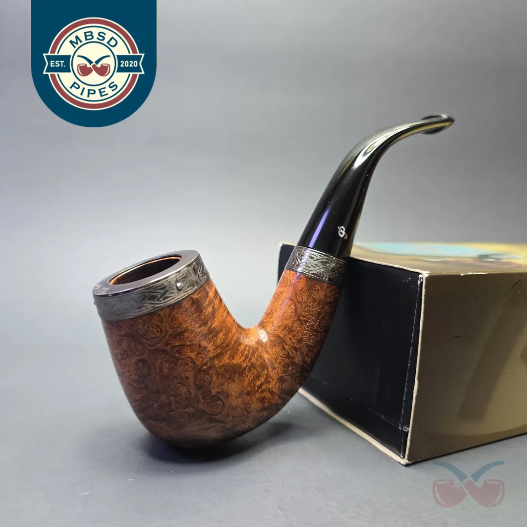 Peterson 2008 Pipe of the Year Smooth Bent Billiard with Silver (Unsmoked Estate)