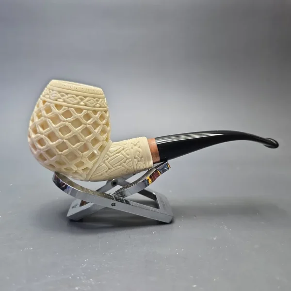 MBSD Meerschaum Deluxe Lattice Carved Brandy with Briar-Mortise (New) - Image 3