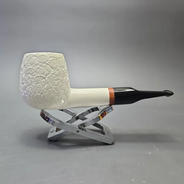 MBSD Meerschaum Deluxe Lattice Carved Billiard with Briar-Mortise (New) - Image 3