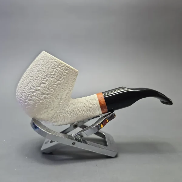 MBSD Meerschaum Deluxe Wicker Rusticated Stubby Bent Billiard with Briar-Mortise (New) - Image 3