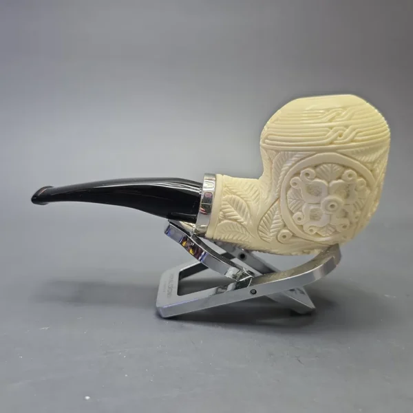 MBSD Meerschaum Silver Floral Carved Reverse Calabash Rhodesian (New) - Image 5