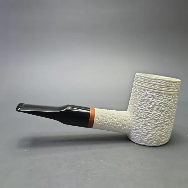 MBSD Meerschaum Deluxe Rusticated Poker with Briar-Mortise (New) - Image 5