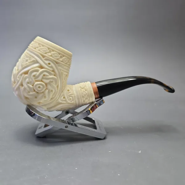 MBSD Meerschaum Deluxe Floral Carved Brandy with Briar-Mortise (New) - Image 3