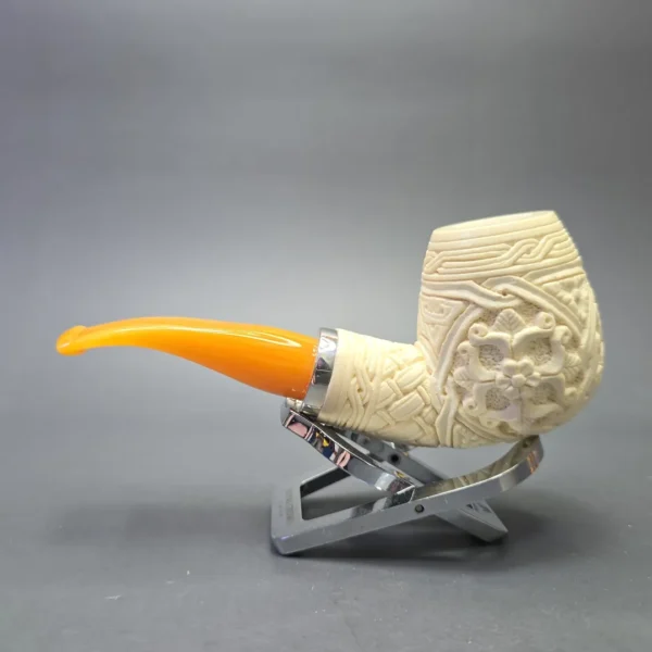MBSD Meerschaum Silver Floral Carved Reverse Calabash Brandy (New) - Image 5