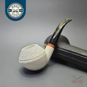 MBSD Meerschaum Deluxe Compact Partially Rusticated Rhodesian with Briar-Mortise (New)