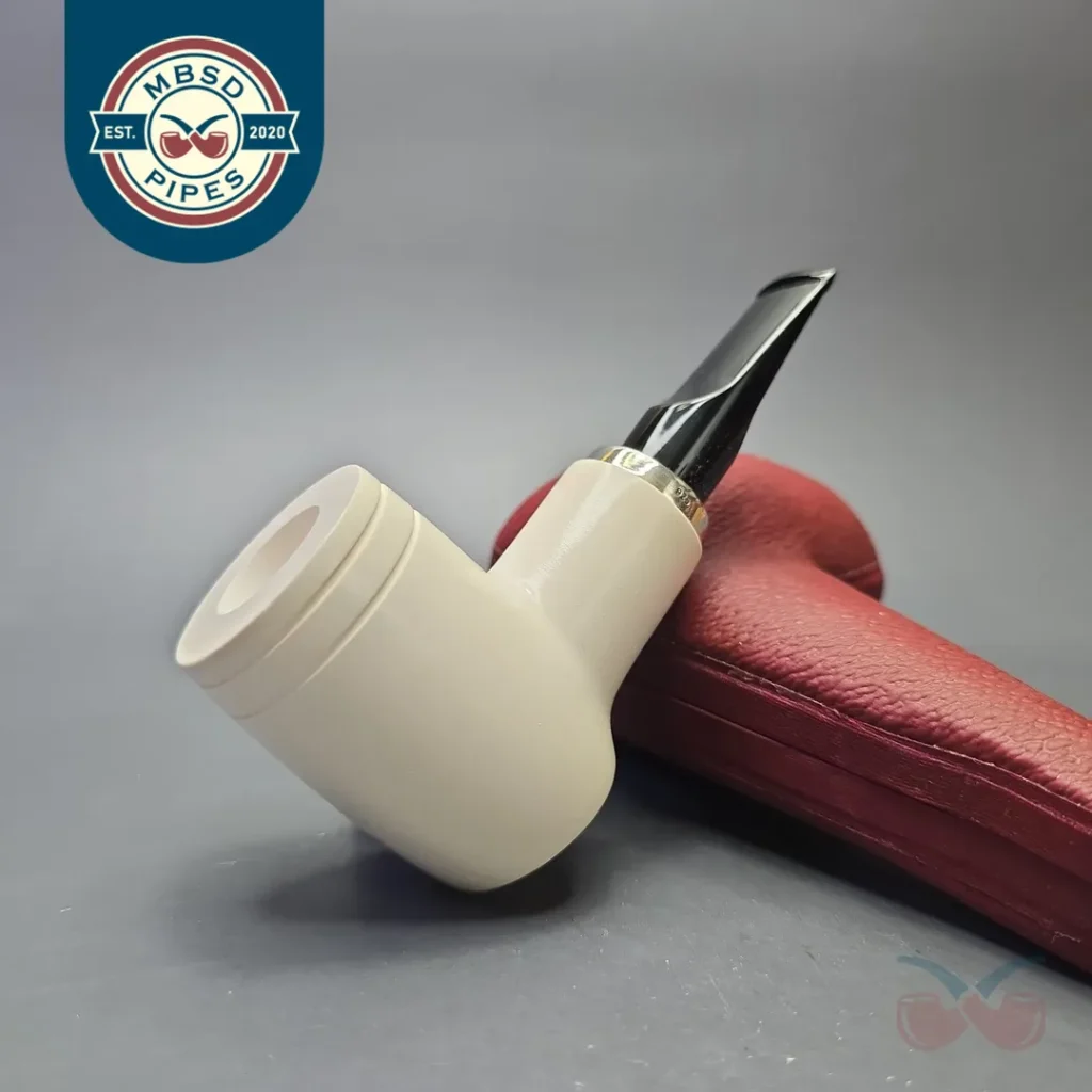 MBSD Meerschaum Silver Smooth Reverse Calabash Poker (New)