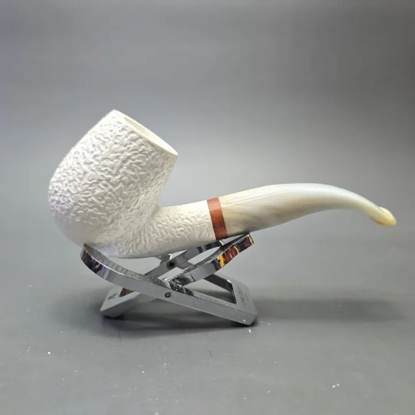 MBSD Meerschaum Deluxe Rusticated Bent Billiard with Briar-Mortise (New) - Image 3