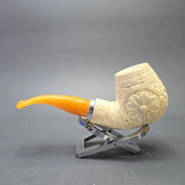 MBSD Meerschaum Silver Floral Carved Reverse Calabash Brandy (New) - Image 5