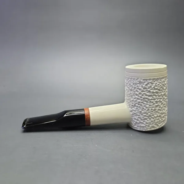 MBSD Meerschaum Deluxe Rusticated Poker with Briar-Mortise (New) - Image 5