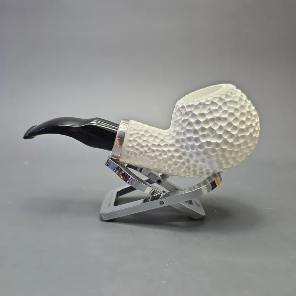 MBSD Meerschaum Silver "Golf Ball" Rusticated Reverse Calabash Apple (New) - Image 5