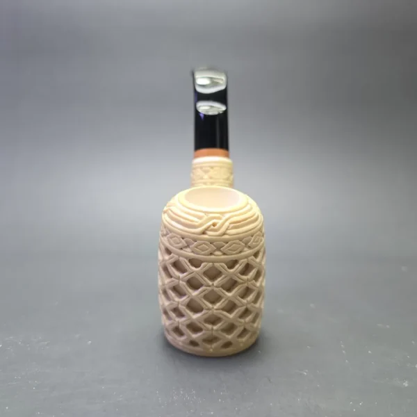 MBSD Meerschaum Deluxe Lattice Carved Cherrywood Sitter with Briar-Mortise (New) - Image 10