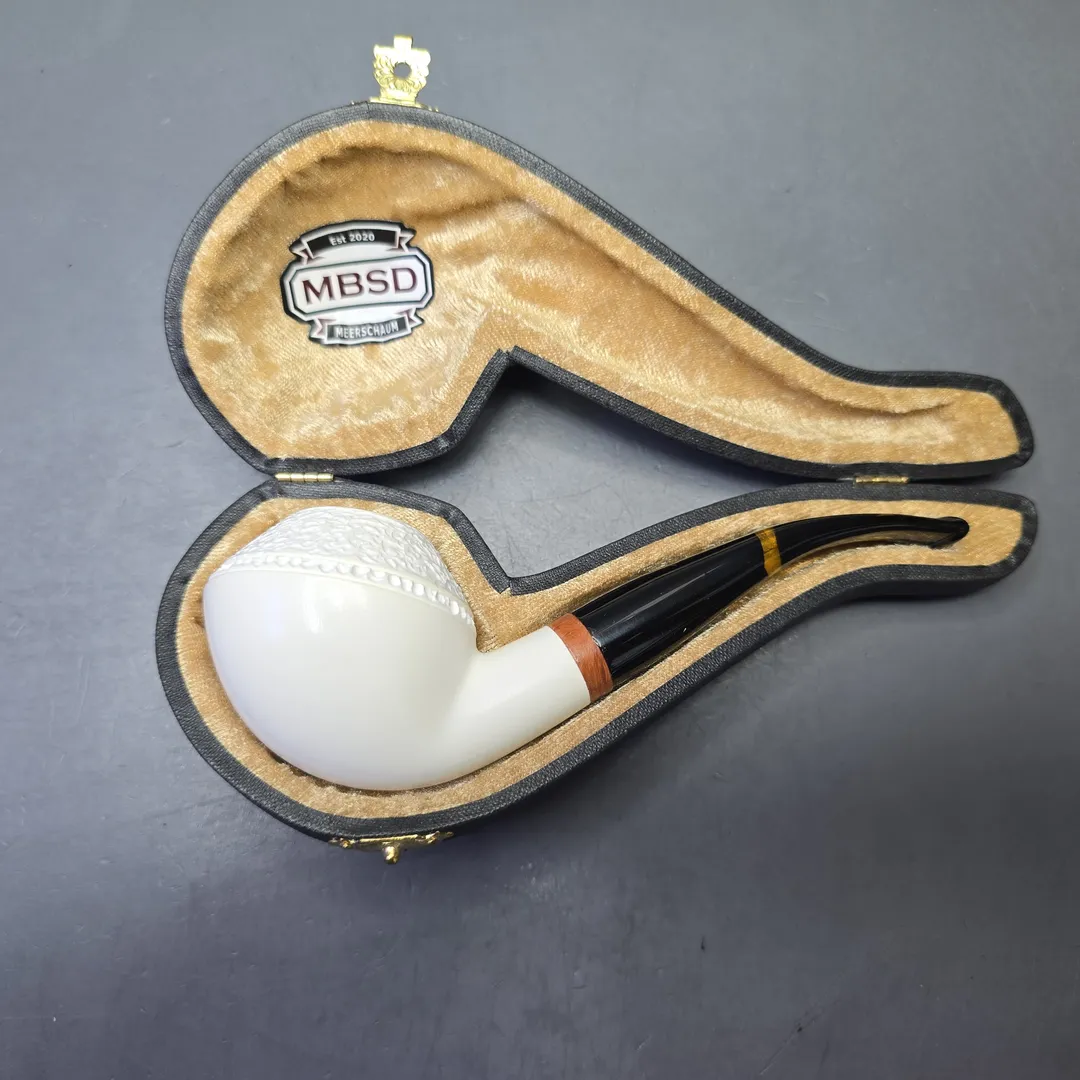 MBSD Meerschaum Deluxe Compact Partially Rusticated Rhodesian with Briar-Mortise (New) - Image 2