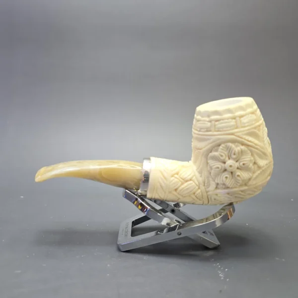 MBSD Meerschaum Silver Floral Carved Reverse Calabash Brandy (New) - Image 5