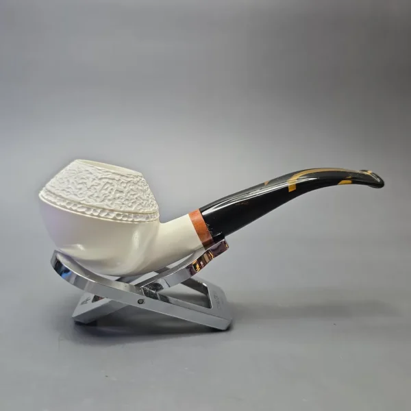 MBSD Meerschaum Deluxe Compact Partially Rusticated Rhodesian with Briar-Mortise (New) - Image 3