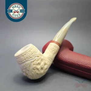 MBSD Meerschaum Deluxe Floral Carved Brandy with Briar-Mortise (New)