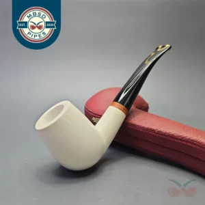 MBSD Meerschaum Deluxe Compact Smooth Bent Billiard with Briar-Mortise (New)
