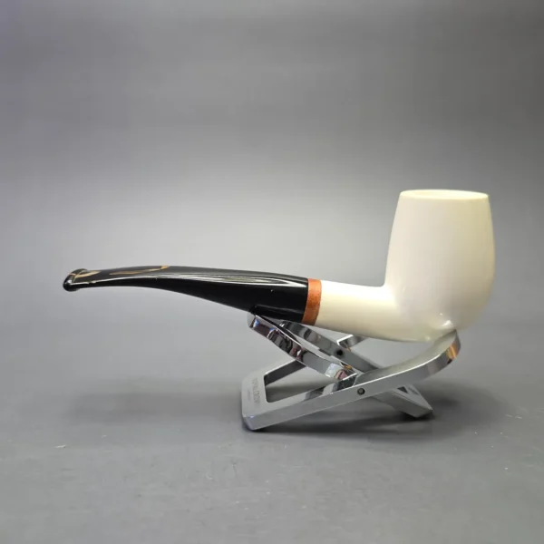 MBSD Meerschaum Deluxe Compact Smooth Bent Billiard with Briar-Mortise (New) - Image 5