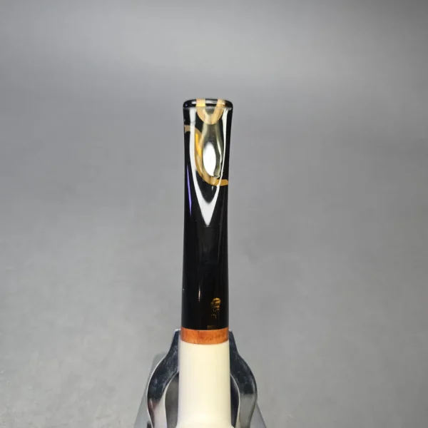 MBSD Meerschaum Deluxe Compact Smooth Bent Billiard with Briar-Mortise (New) - Image 8