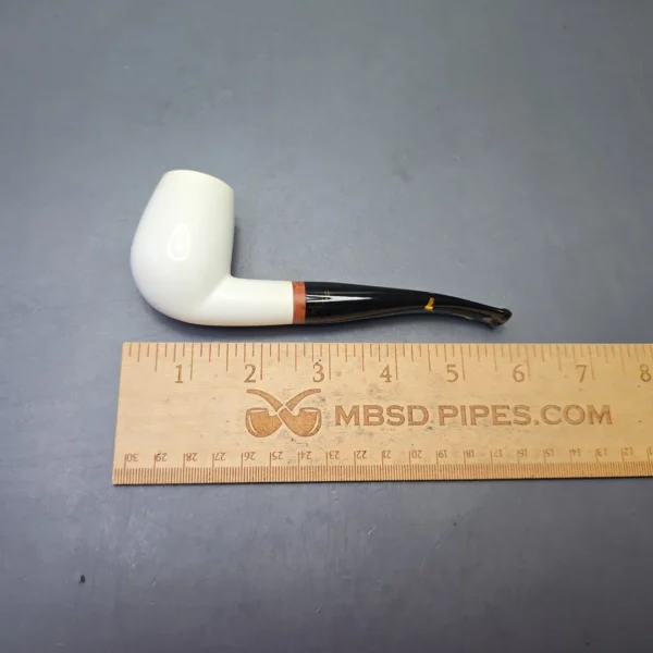 MBSD Meerschaum Deluxe Compact Smooth Bent Billiard with Briar-Mortise (New) - Image 11