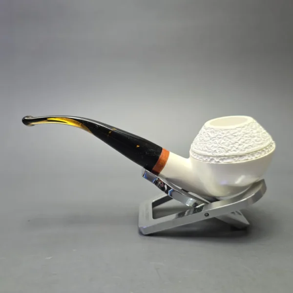 MBSD Meerschaum Deluxe Compact Partially Rusticated Rhodesian with Briar-Mortise (New) - Image 5