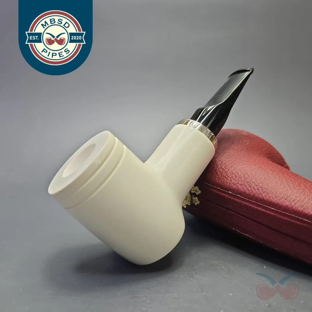 MBSD Meerschaum Silver Smooth Reverse Calabash Poker (New)
