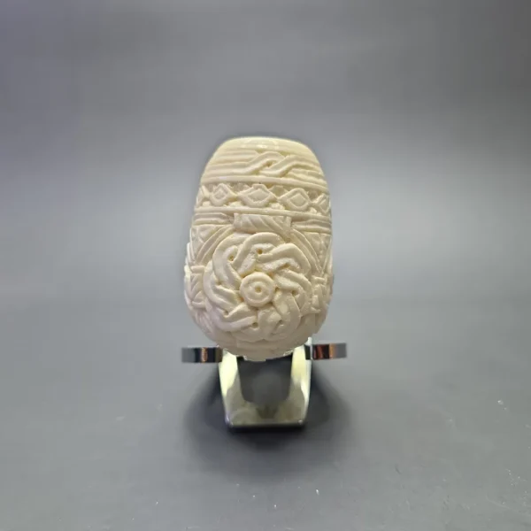 MBSD Meerschaum Deluxe Floral Carved Stacked Bent Billiard with Briar-Mortise (New) - Image 4