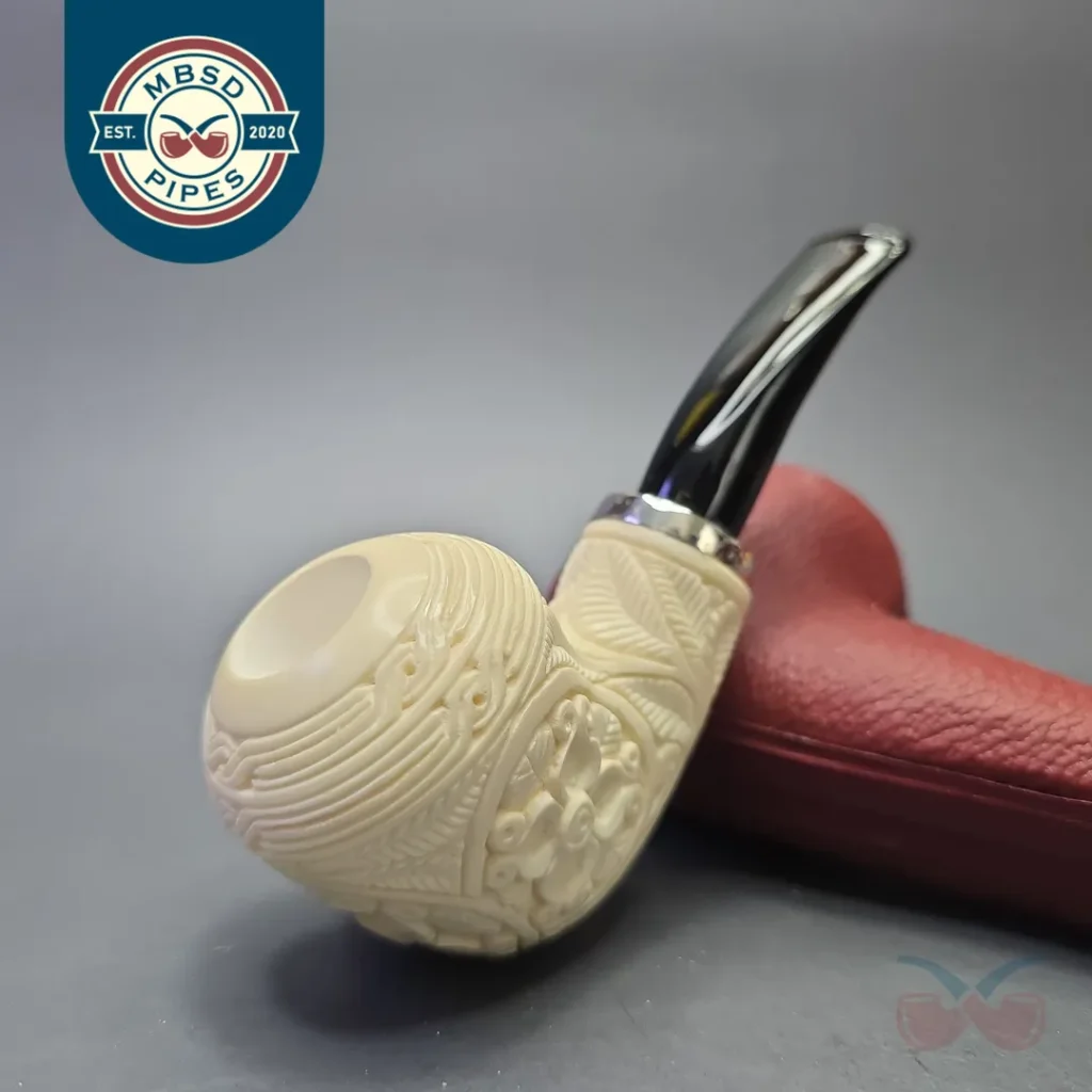 MBSD Meerschaum Silver Floral Carved Reverse Calabash Rhodesian (New)
