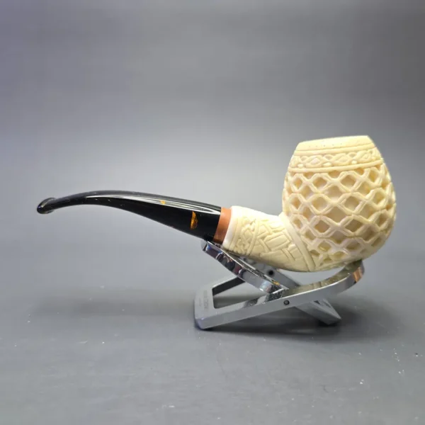MBSD Meerschaum Deluxe Lattice Carved Brandy with Briar-Mortise (New) - Image 5