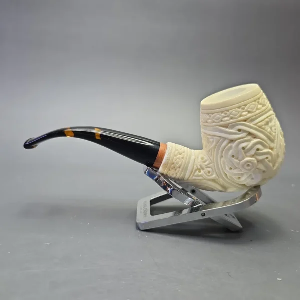 MBSD Meerschaum Deluxe Floral Carved Brandy with Briar-Mortise (New) - Image 5