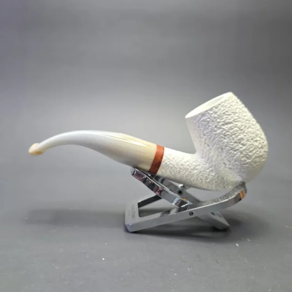 MBSD Meerschaum Deluxe Rusticated Bent Billiard with Briar-Mortise (New) - Image 5