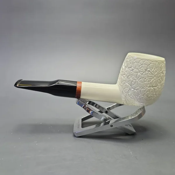 MBSD Meerschaum Deluxe Lattice Carved Billiard with Briar-Mortise (New) - Image 5