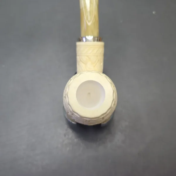MBSD Meerschaum Silver Floral Carved Reverse Calabash Brandy (New) - Image 7