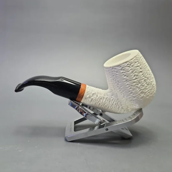 MBSD Meerschaum Deluxe Wicker Rusticated Stubby Bent Billiard with Briar-Mortise (New) - Image 5