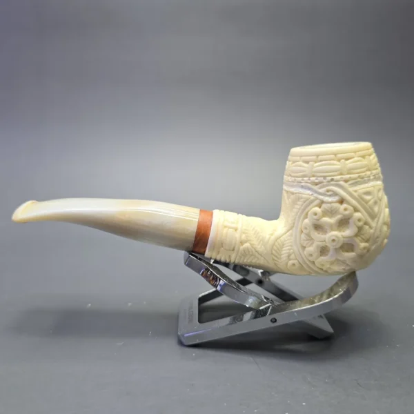 MBSD Meerschaum Deluxe Floral Carved Brandy with Briar-Mortise (New) - Image 5