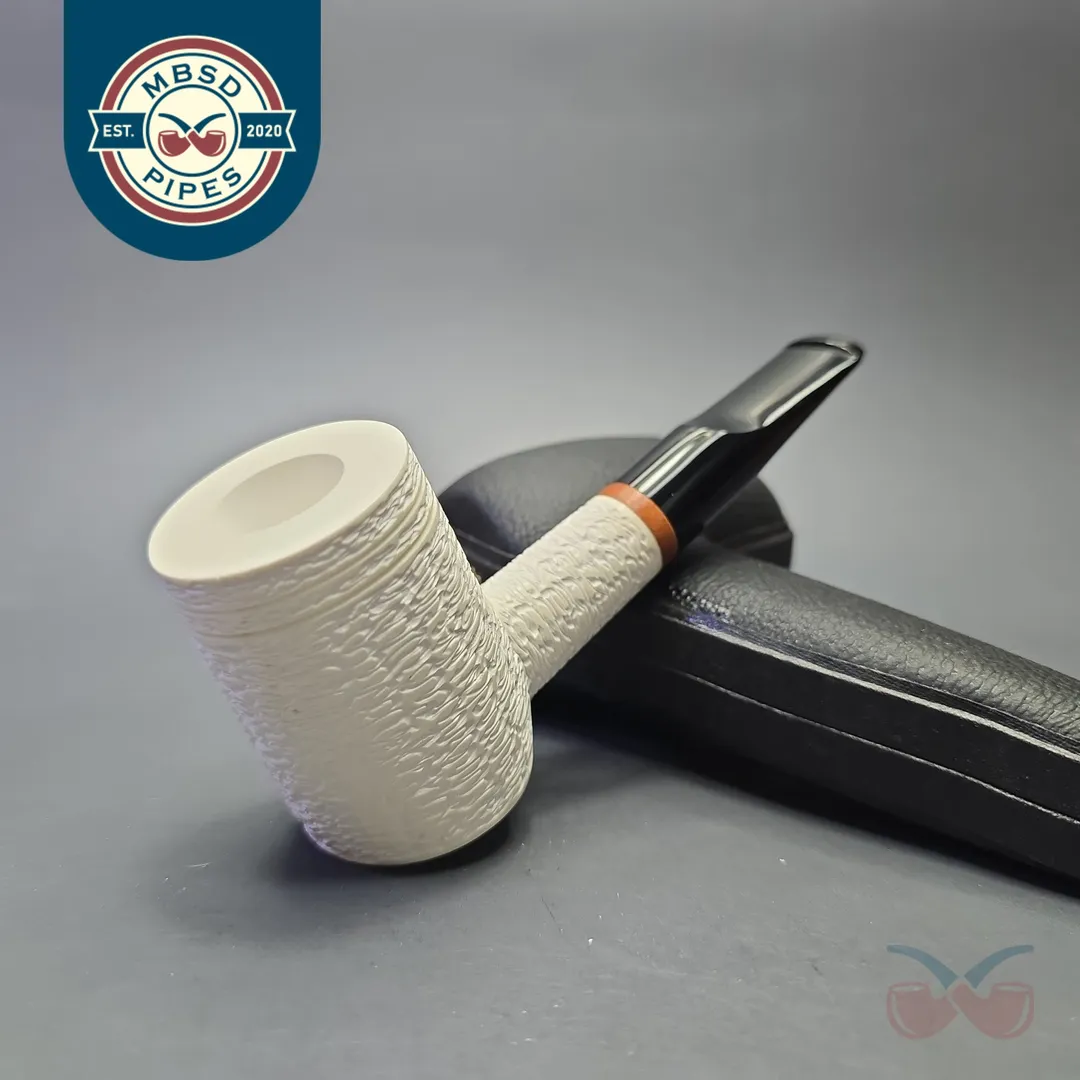MBSD Meerschaum Deluxe Rusticated Poker with Briar-Mortise (New)