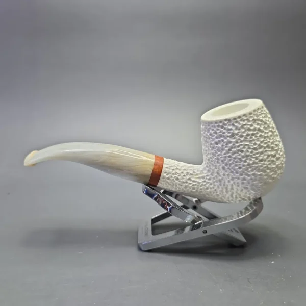 MBSD Meerschaum Deluxe Rusticated Bent Billiard with Briar-Mortise (New) - Image 5
