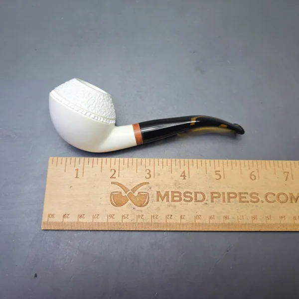 MBSD Meerschaum Deluxe Compact Partially Rusticated Rhodesian with Briar-Mortise (New) - Image 11