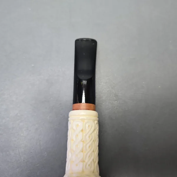 MBSD Meerschaum Deluxe Lattice Carved Poker with Briar-Mortise (New) - Image 8