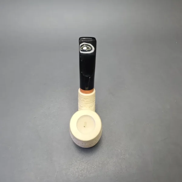 MBSD Meerschaum Deluxe Brick Carved Cherrywood with Briar-Mortise (New) - Image 9