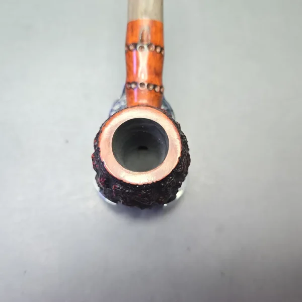 Radice Bark (O) (Oil Cured) (Twin Bore) Partially Rusticated Hawkbill with Faux Bamboo (Estate) - Image 6