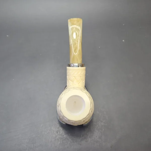 MBSD Meerschaum Silver Floral Carved Reverse Calabash Brandy (New) - Image 9