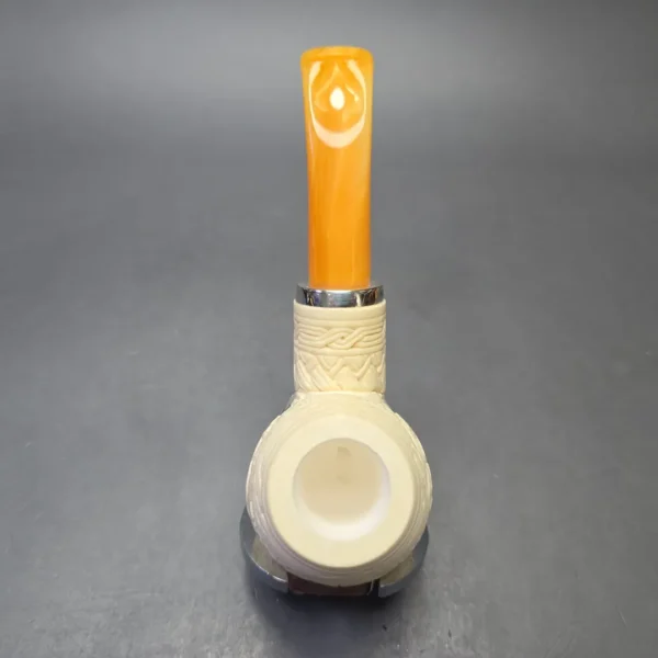 MBSD Meerschaum Silver Floral Carved Reverse Calabash Brandy (New) - Image 9