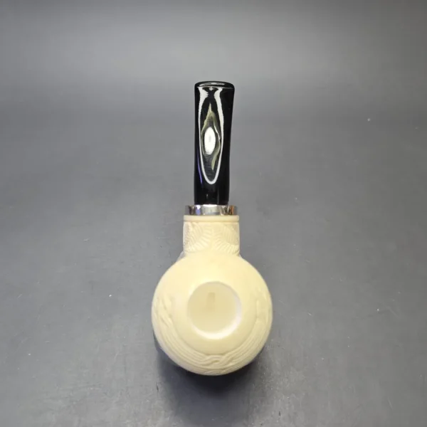 MBSD Meerschaum Silver Floral Carved Reverse Calabash Rhodesian (New) - Image 9