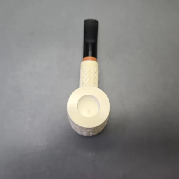 MBSD Meerschaum Deluxe Lattice Carved Poker with Briar-Mortise (New) - Image 9