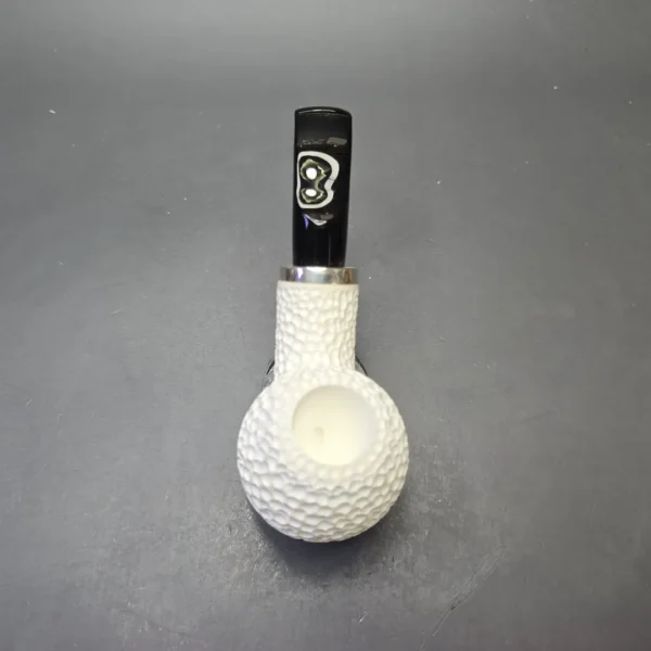 MBSD Meerschaum Silver "Golf Ball" Rusticated Reverse Calabash Apple (New) - Image 9