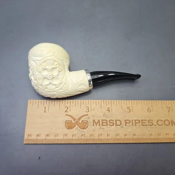 MBSD Meerschaum Silver Floral Carved Reverse Calabash Rhodesian (New) - Image 10